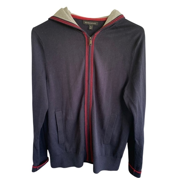 Banana Republic Sweaters - Navy Blue Zipped Sweater with Hood Banana Republic Womens Size Medium